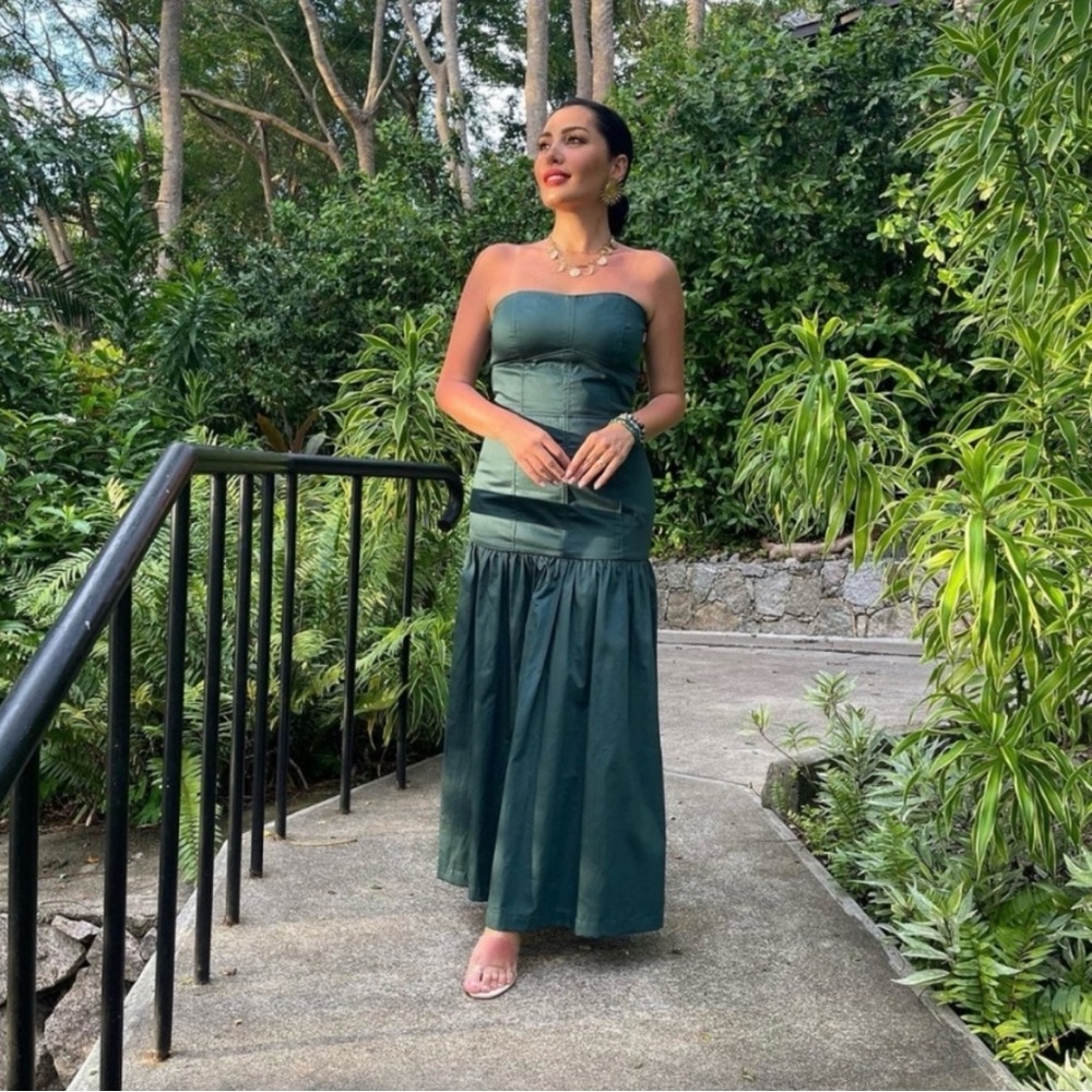 New $119 Zara Green Midi Dress with Topstitching 2550/335 Small - Picture 5 of 14